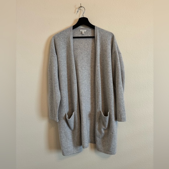 Garnet Hill 100% Cashmere Sweater Cardigan Medium Gray - Picture 1 of 15